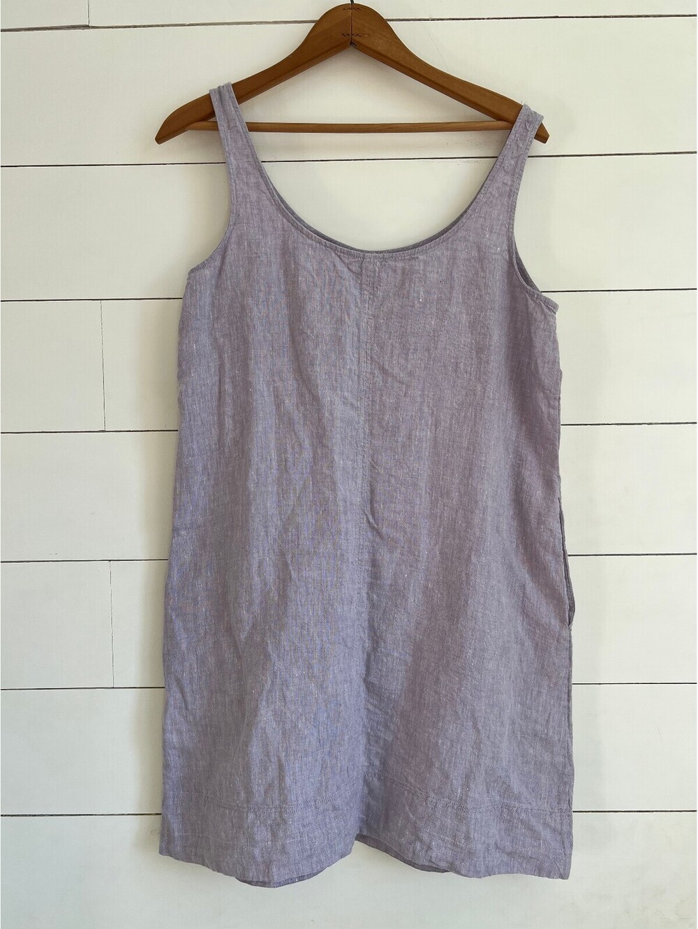 Madewell Light Purple Linen Scoopneck Mini Shift Dress 100% Linen Women's M/L